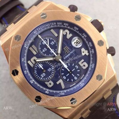 Swiss 3126 Audemars Piguet Replica Watch Rose Gold Blue Dial